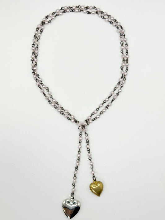 LOVE LOCKET PEARL WRAP NECKLACE