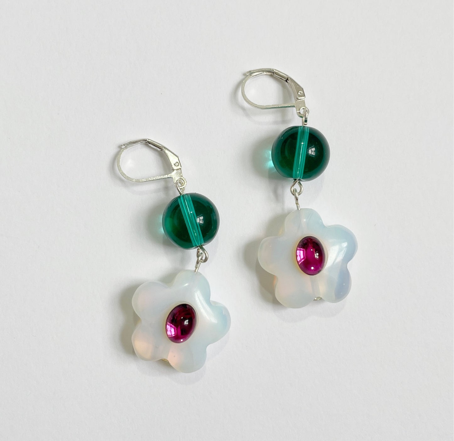 Opal Flower Earrings